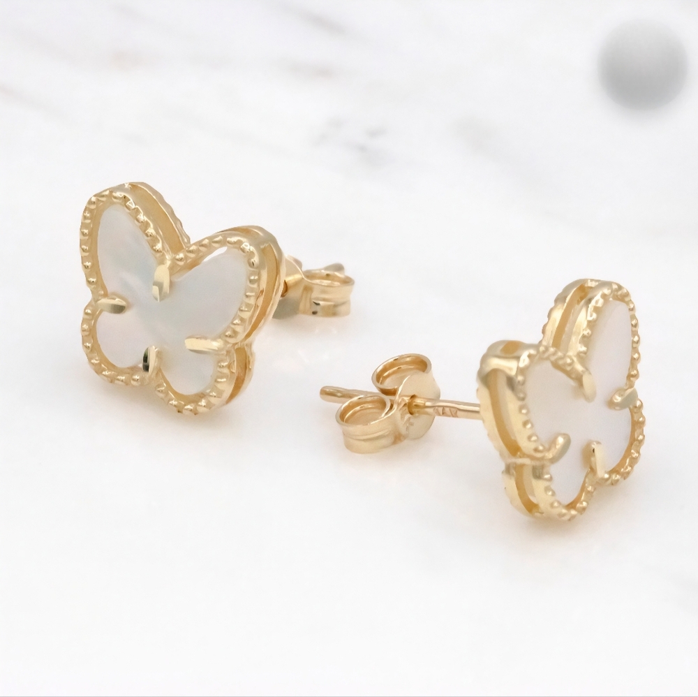 10K Solid Gold Butterfly Earrings